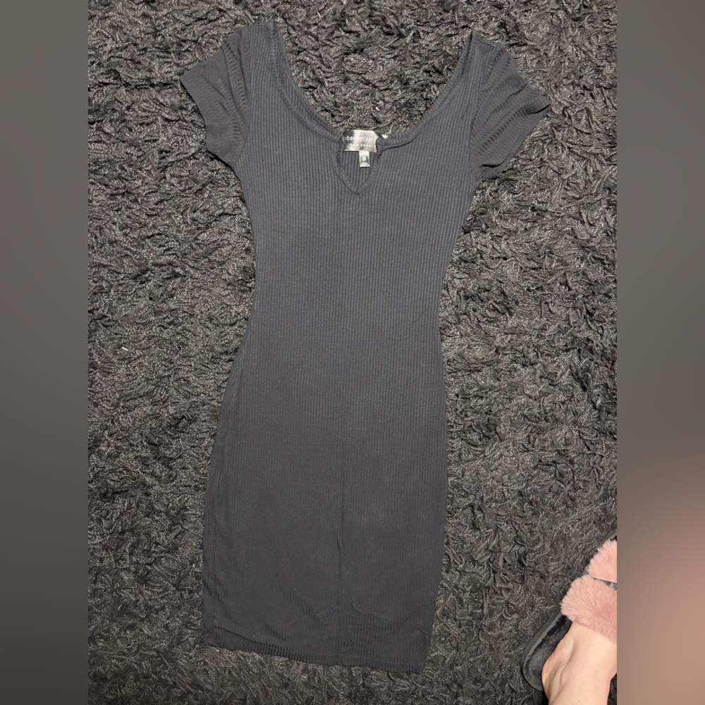 Chic Black Ribbed Dress